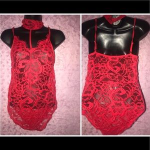 Red lace bodysuit